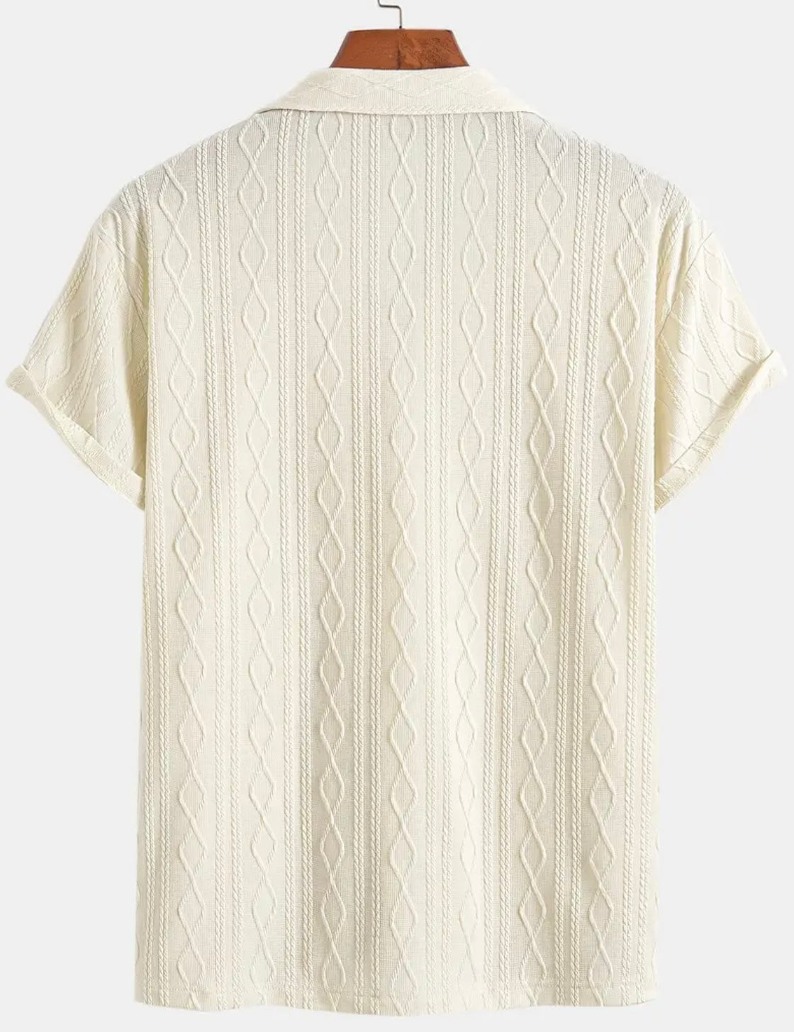 crème button down polo
