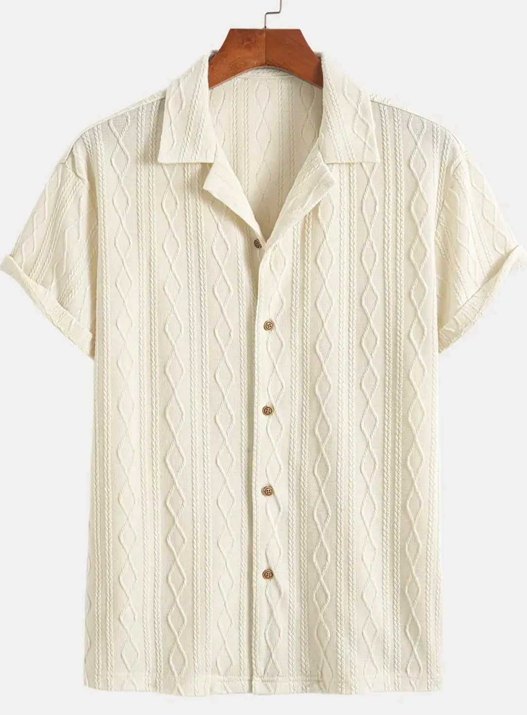 crème button down polo