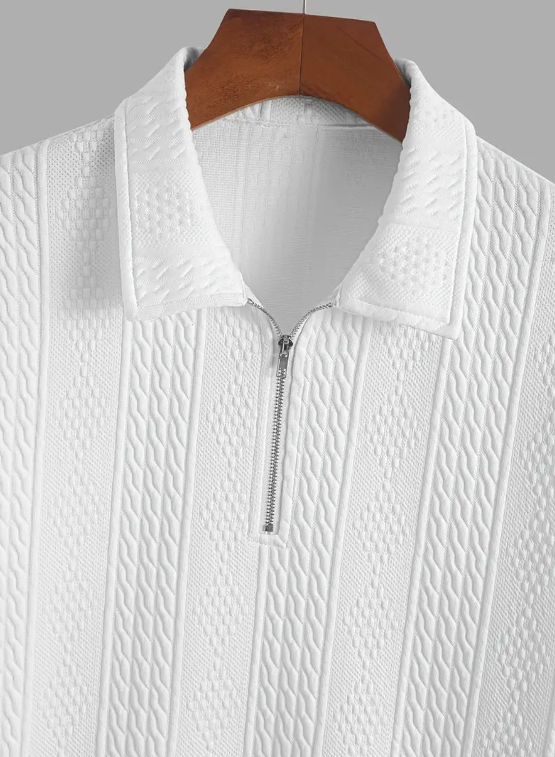 “SEASIDE” zip up collar short sleeve