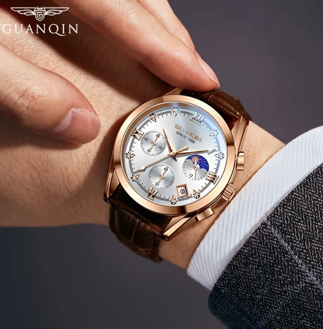 “GUANQIN” leather watch