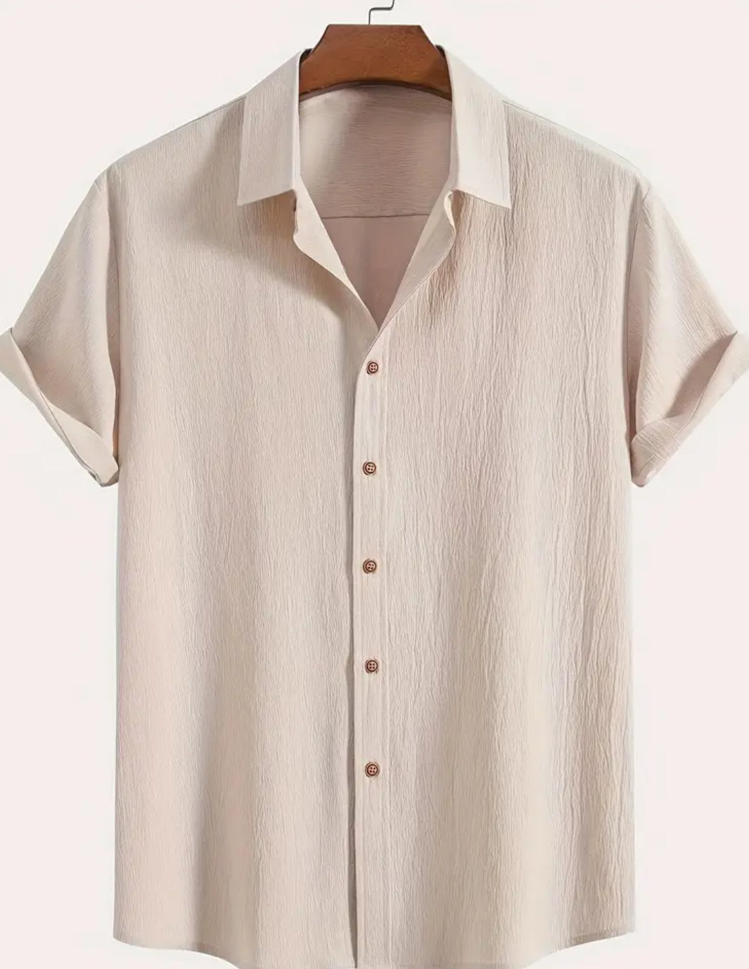 Men Button Down Beige