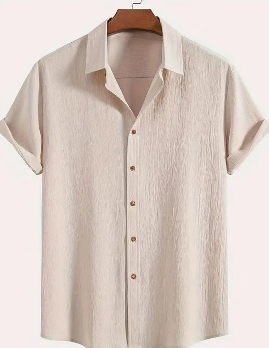 Men Button Down Beige