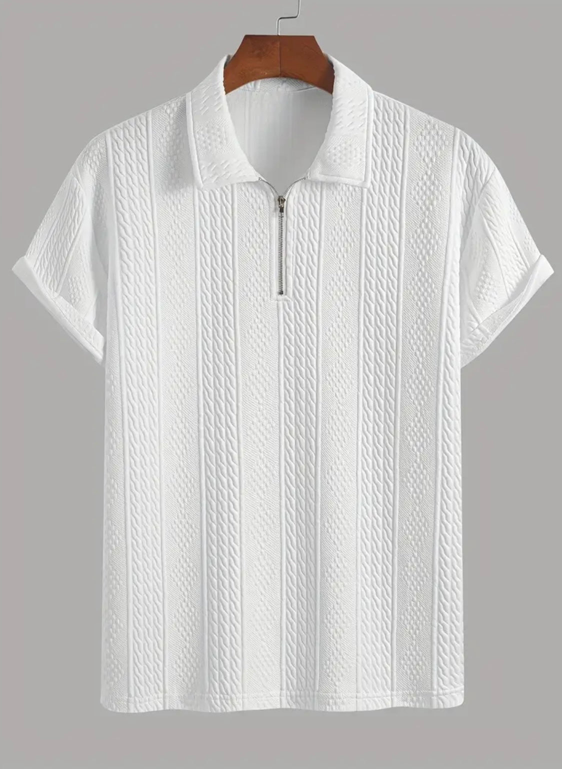 “SEASIDE” zip up collar short sleeve