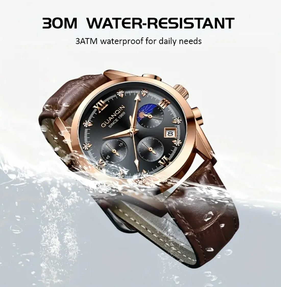 “GUANQIN” leather watch