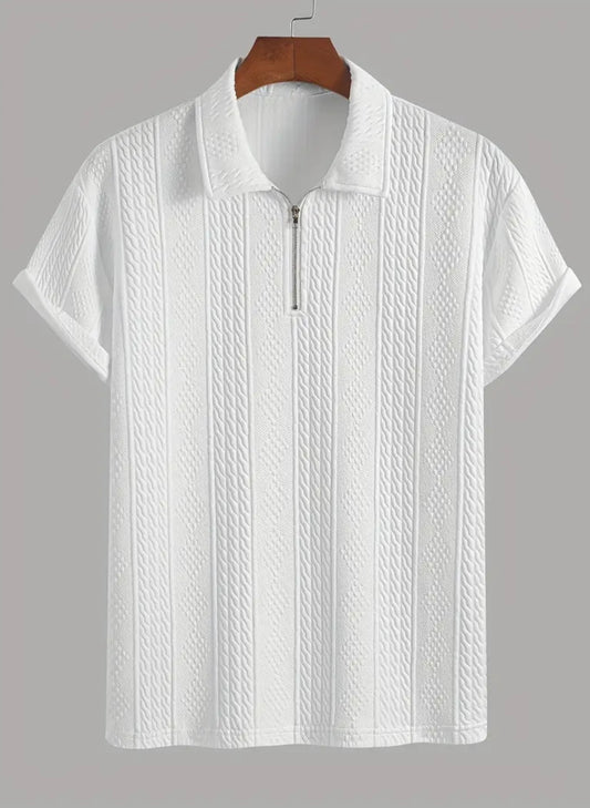 “SEASIDE” zip up collar short sleeve